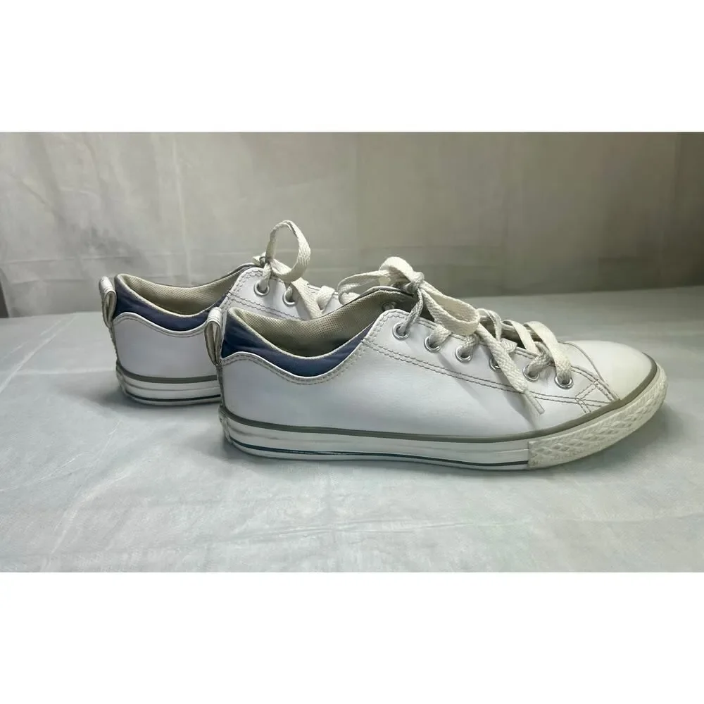 Converse All Star White Leather Low Top Junior Size 5